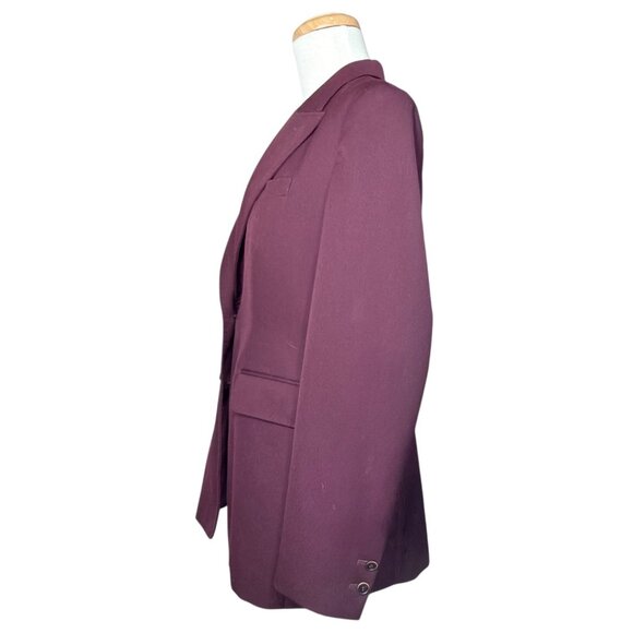 Ines De La Fressange Uniqlo Womens Burgundy Blazer Size M Two-Button Lined - Picture 3 of 9
